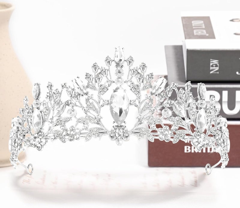 TAROSE Crowns for Women, Queen Crystal Gold Silver Tiaras with White Rhinestone and Combs, Goddess Crown for Wedding Bride Birthday Princess Bridal Shower Hair Accessories for Women - Image 3